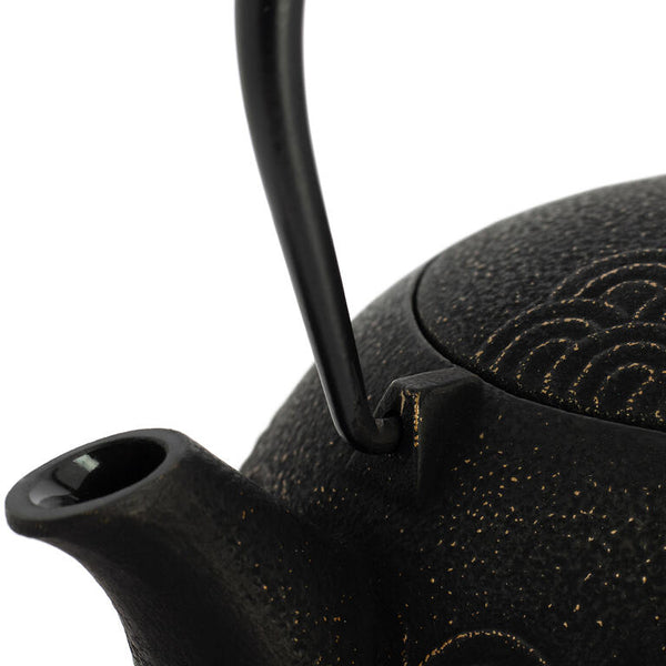 Oztara Teiera Giapponese In Ghisa Con Infusore E Scaldino - 1200 Ml - Nero E Ghisa