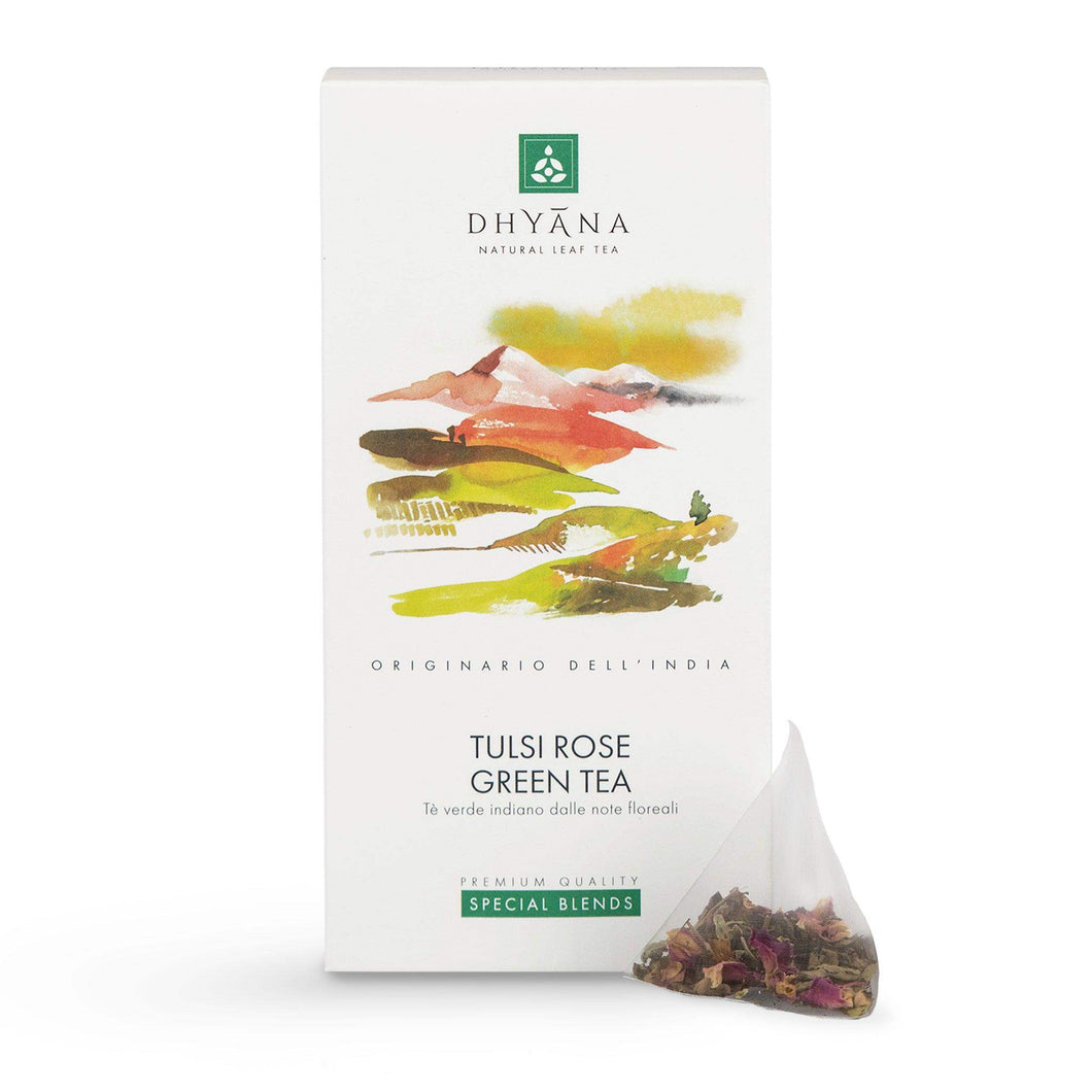 Tulsi Rose Green Tea - Dhyāna Natural Leaf Tea